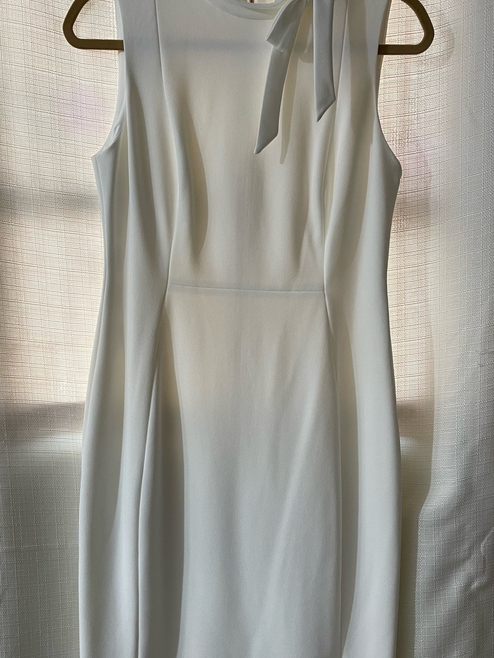 Calvin Klein White Sleeveless Tie-Neck Sheath Dress